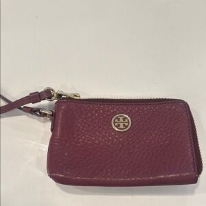 Tory Burch Burgundy Leather Wristlet